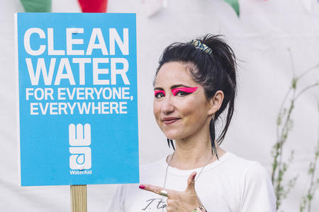 Scottish musician KT Tunstall supporting the WaterAid #accessdenied campaign at the 2019 Glastonbury Festival.