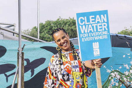 Singer-songwriter Neneh Cherry supporting the WaterAid #accessdenied campaign at the 2019 Glastonbury Festival.